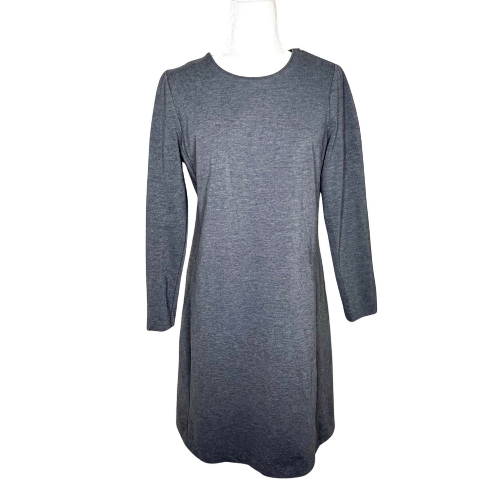 TALBOTS Sheath Dress Long Sleeve Zipper Shoulder Pintuck Gray 8 ID004875